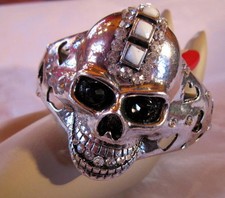 Armspange Armreif Armband Strass Totenkopf Skull XL Silber Gothic Punk Biker SK4
