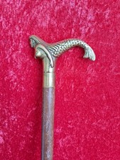 schöner ,alter Spazierstock ,Holz mit massivem Messinggriff : Meerjungfrau ,Nixe