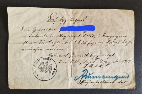 Besitzzeugnis für das eiserne - besitzzeugnis,