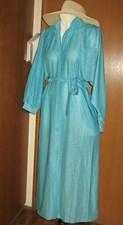 Glänzender Morgenmantel m. Gürtel + Gr. 44 + Türkis + DAMEN/HERREN + Vintage