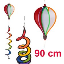 Windspiel Ballon 3D Ø 25cm H 90cm Regenbogen Heißluftballon für Draußen Windsack