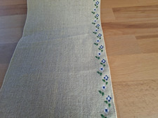 1m Leinenband natur mit blauen