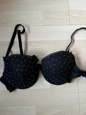 Bügel BH schwarz mit Strass,3fach verstellbare elastische Träger85B petitefleur