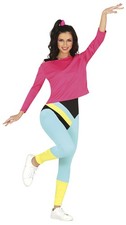 80S Aerobic Anzug Aktiv Bekleidung Kostüm Outfit Tanzen
