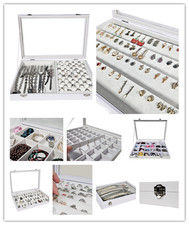 Schmuckkasten Schmuckdisplay Glasdeckel Schmucklade  Schmucktablett weiss