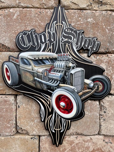 Blechschild hot rod chop - blechschild, shop