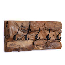 TREIBHOLZ WANDGARDEROBE "MARA" | 5 Haken | Garderobenpaneel, Natur Wandhaken