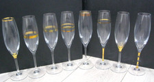 Set 8x LSA Deko Sektflöten goldverziert - beschriftet, verpackt, unbenutzt
