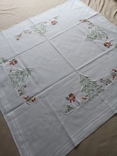 Weihnachtsdecke, Handgestickt, weiß, ca.80x80cm