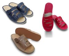 Damen Hausschuhe Kunstleder Pantoffeln Pantoletten Klettverschluss 37-41