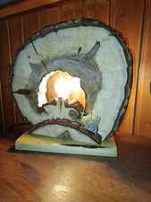 HOLZLAMPE,Baumscheibe,WEIDENHOLZ-Retro Leuchte,Beistelllampe,UNIKAT,DEKO,LED,TOP