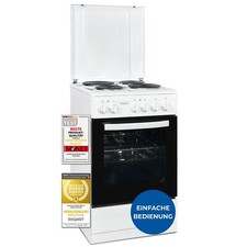 Exquisit Standherd, 48L, Massekochfeld, Elektro-Standherd 50 cm, EH9-3-090 weiss