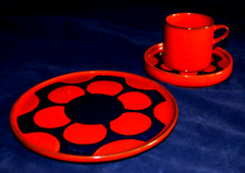 70er Jahre Vintage Melitta Ceracron Orange, Gedeck 3teilig