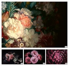 Tapete Dunkel BLUMEN Wohnzimmer Fototapete Vlies Rose MODERN Rosen Pfingstrosen