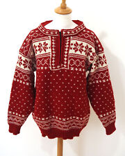 Herren Nepal Strick Pullover Grösse L Schurwolle K076