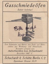 BERLIN, Werbung 1917, Schuchardt & Schütte Gas-Schmiede-Ofen