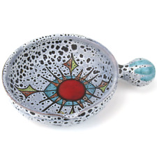 MARIUS BESSONE Keramik Schale / Stielpfanne Lava Vallauris France Pottery Retro.