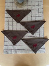4 Stoffservietten braun Elch Lochstickerei TCM weihnachtlich