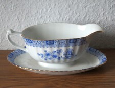 Seltmann Weiden Dorothea China Blau Sauciere Saucenschüssel mit Teller unbenutzt