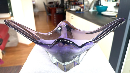 Große schwere glas schale - glas,
