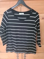 Zara Shirt L  geringelt Oberteil  Stretch Streifen schwarz 