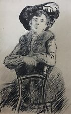 Sitzende junge Dame mit Hut