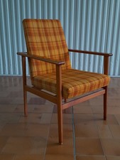 Seventies Sessel Stoff Orange kariert 60er 70er Jahre