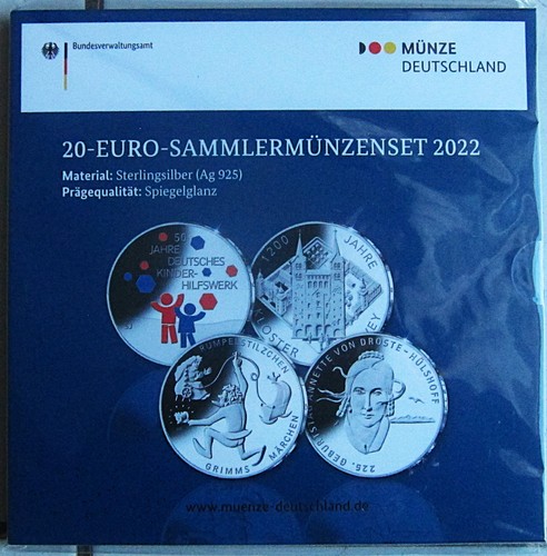 Silbermünzen euro 2022 - 20, euro,