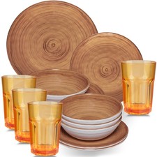 Melamin Geschirr Set braun 4
