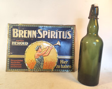 geprägtes Blechschild Brenn Spiritus Herold 1910 kein Emailleschild + Flasche