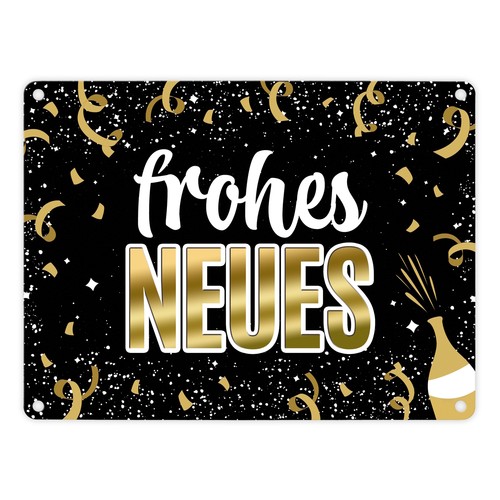 Frohes neues metallschild mit - metallschild,
