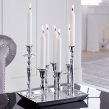 Kerzenständer MODERN BAROCK 7-flammig silber Aluminium poliert Kerzenhalter Deko