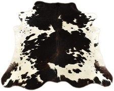 KUHFELL TRICOLOR STIERFELL ca. 220 x 190 cm  RINDERFELL TEPPICH BRAUN WEISS