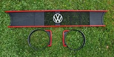 GTI VW Golf 1 Cabrio Frontgrill Grill chrom rot 171853653 D Kühlergrill 