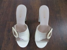 PRADA: High Heel Clogs, Sandalette,breiter Absatz ca 12cm, Gr. 37,5, beige/creme