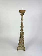 Antiker Barocker Leuchter Holz Handgeschnitzt Kerzenhalter Kerzenleuchter Altar