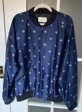 GUCCI Herren Jacke Blouson, Royal-Blau mit Bienen in Gold, Größe 58, ungetragen