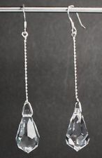 Echt Sterling Silber Ohrringe mit Swarovski® Kristallen Tropfen lang+Schmuck Box