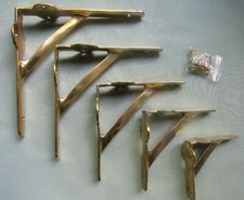 PAAR MASSIV MESSING Vintage rustikal Galgen Regalträger Klammern Regal