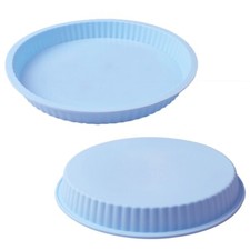 2er Set Silikon Backform Ø 26,5cm Quiche Tarte Pizza Kuchen Form Rund Geriffelt