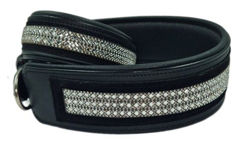 Ware lederhalsband glitzer - b,