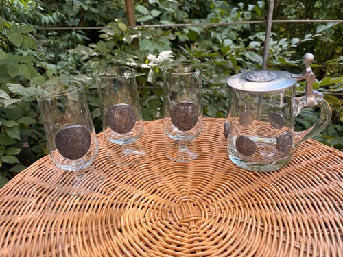 Bierkrug glas zinndeckel - bierkrug,