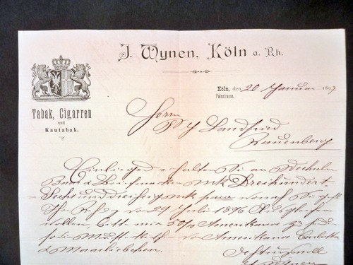 Köln 1897 rechnung wynen - rechnung,