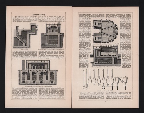 Lithograph 1928 glass making - lithograph,