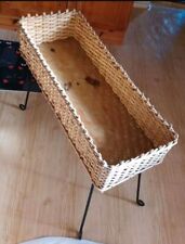 ?DDR Korb Holz Metall Blumenbank Geflecht Pflanzregal  GDR ?