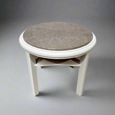 Antiker Beistelltisch | Weiß | Marmorplatte