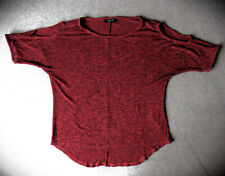 Damen Strick Pullover kurzarm, Gr. 38 weinrot/meliert Oberteil Shirt _ G!na #