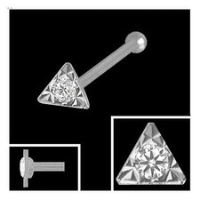  750 Weißgold Nasenpiercing Dreieck 2,5 mm Nasenstecker Kugelstift mit Zirkonia 