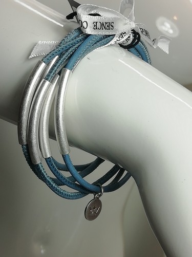 Armband leder blau - leder,