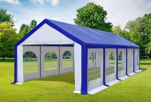 Partyzelt 4x10m blau weiß pvc - blau,